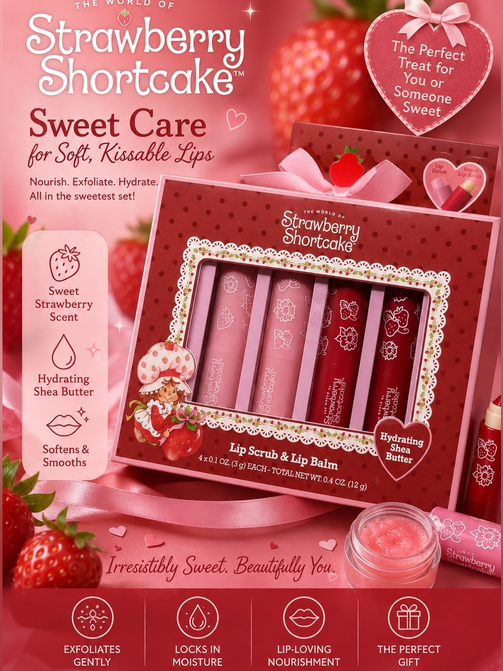 Sweet Care Lip Scrub & Balm Set - Pink/Red
